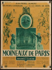 3h1181 SPARROWS OF PARIS French 24x31 1953 Moineaux de Paris, Aumont, artwork by Boris Grinsson!