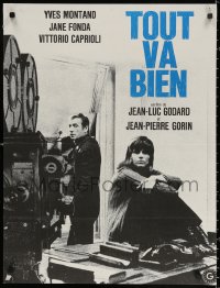 3h1188 TOUT VA BIEN French 22x30 1972 Jean-Luc Godard, cool image of movie camera & Jane Fonda!