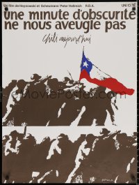 3h1191 UNE MINUTE D'OBSCURITE NE NOUS AVEUGLE PAS French 24x31 1976 protesting Pinochet, Balmes art!
