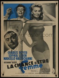 3h1193 WHAT A WOMAN French 24x32 1956 Blasetti's La Fortuna di essere donna, Loren, Mastroianni!