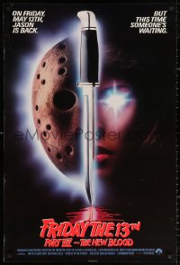 3h0353 FRIDAY THE 13th PART VII int'l 1sh 1988 slasher horror sequel, Jason's back, white taglines!