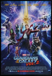 3h0369 GUARDIANS OF THE GALAXY VOL. 2 int'l advance DS 1sh 2017 Pratt, Saldana, Rooker, blue design!