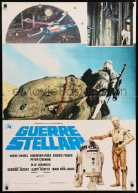 3h0734 STAR WARS Italian 27x38 pbusta 1977 Lucas, Luke, Leia, C-3PO & R2-D2, stormtrooper, Dewback!