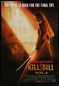 3h0409 KILL BILL: VOL. 2 advance DS 1sh 2004 bride Uma Thurman with katana, Quentin Tarantino!