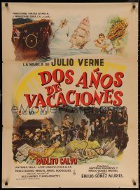 3h0680 DOS ANOS DE VACACIONES Mexican poster 1962 Pablito Calvo, Antonio Vela, completely different!