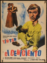 3h0683 EL CENICIENTO Mexican poster 1952 different Josep Renau artwork of German Valdes as Tin-Tan!