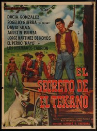 3h0685 EL SECRETO DE EL TEXANO Mexican poster 1966 Guerra in the title role about to be hanged!