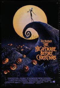 3h0462 NIGHTMARE BEFORE CHRISTMAS DS 1sh 1993 Tim Burton, Disney, great Halloween horror image!