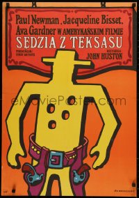 3h0853 LIFE & TIMES OF JUDGE ROY BEAN Polish 23x33 1975 John Huston, art of cowboy by Mlodozeniec!