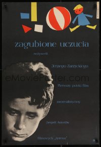 3h0854 LOST AFFECTIONS Polish 23x34 1957 artwork of child's toys by Wiktor Gorka!