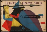 3h0871 SWORD & THE DRAGON Polish 23x34 1958 sword & sorcery, different fantasy art by Hibner!
