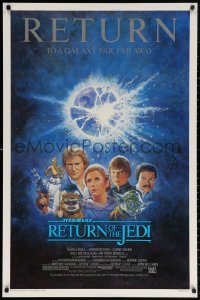 3h0508 RETURN OF THE JEDI studio style 1sh R1985 George Lucas classic, Mark Hamill, Ford, Tom Jung art!