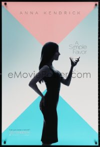 3h0541 SIMPLE FAVOR teaser DS 1sh 2018 super sexy profile image of Anna Kendrick holding glass!