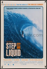 3h0564 STEP INTO LIQUID DS 1sh 2003 wonderful image from surfing documentary, riding monstrous wave!