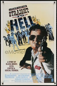 3h0568 STRAIGHT TO HELL 1sh 1987 Alex Cox, a story of blood, money, guns, coffee & sexual tension!