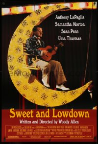 3h0576 SWEET & LOWDOWN DS 1sh 1999 directed by Woody Allen, Sean Penn playing guitar!