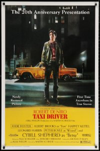3h0579 TAXI DRIVER 1sh R1996 classic art of Robert De Niro by cab, directed by Martin Scorsese!