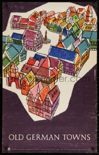 3h0141 OLD GERMAN TOWNS 25x40 German travel poster 1950s travel poster, cool artwork by S + H Lammle!