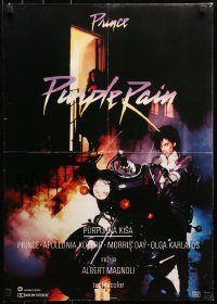 3h1073 PURPLE RAIN Yugoslavian 19x27 1984 great image of Prince riding motorcycle, in his first motion picture!