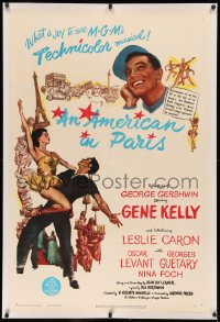 3j0188 AMERICAN IN PARIS linen 1sh 1951 wonderful art of Gene Kelly dancing with sexy Leslie Caron!