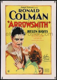 3j0194 ARROWSMITH linen 1sh 1931 great art of Ronald Colman & Helen Hayes, John Ford, ultra rare!