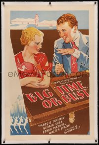 3j0205 BIG TIME OR BUST linen 1sh 1933 art of carnival performers Regis Toomey & Gloria Shea, rare!