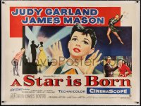 3j0050 STAR IS BORN linen British quad 1955 great art of Judy Garland & James Mason, ultra rare!