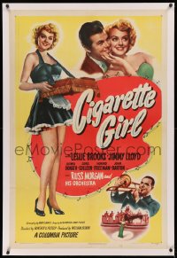 3j0227 CIGARETTE GIRL linen 1sh 1947 full-length art of sexy Leslie Brooks & c/u with Jimmy Lloyd!