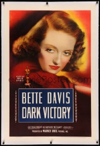 3j0239 DARK VICTORY linen 1sh 1939 super close portrait of Academy Award Winner Bette Davis, rare!