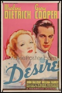 3j0243 DESIRE linen 1sh 1936 best art of sexy jewel thief Marlene Dietrich & Gary Cooper, ultra rare!