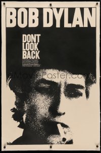 3j0249 DON'T LOOK BACK linen 1sh 1967 D.A. Pennebaker, super c/u of Bob Dylan with cigarette in mouth!