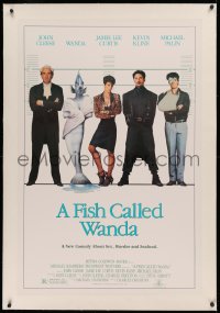 3j0269 FISH CALLED WANDA linen 1sh 1988 John Cleese, Jamie Lee Curtis, Kline & Palin in police line up!