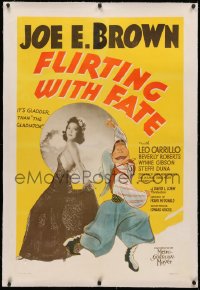 3j0275 FLIRTING WITH FATE linen 1sh 1938 Al Hirschfeld art of Joe E. Brown, Steffi Duna, ultra rare!