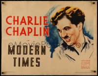 3j0065 MODERN TIMES linen 1/2sh 1936 great art of Charlie Chaplin in his masterpiece, ultra rare!