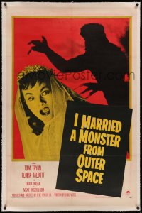 3j0315 I MARRIED A MONSTER FROM OUTER SPACE linen 1sh 1958 great image of Gloria Talbott & alien shadow!