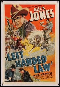 3j0333 LEFT-HANDED LAW linen 1sh 1937 great art of Buck Jones on horse & close up with gun, rare!