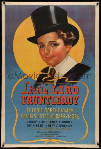 3j0336 LITTLE LORD FAUNTLEROY linen 1sh 1936 portrait of Freddie Bartholomew in top hat, ultra rare!
