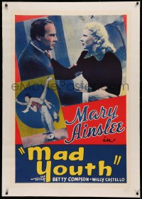 3j0346 MAD YOUTH linen 1sh 1940 Mary Ainslee, Betty Compson, teens dancing & bent on destruction!