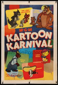 3j0356 MGM KARTOON KARNIVAL linen 1sh 1954 Tom & Jerry, Spike & Tyke, Barney Bear, Droopy, Lucky Ducky