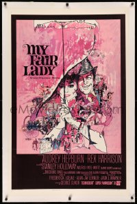 3j0363 MY FAIR LADY linen 1sh 1964 classic art of Audrey Hepburn & Rex Harrison by Bob Peak!