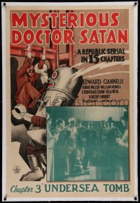 3j0365 MYSTERIOUS DOCTOR SATAN linen chapter 3 1sh 1940 masked hero vs. funky robot, Undersea Tomb!