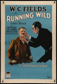 3j0419 RUNNING WILD linen style B 1sh 1927 meek W.C. Fields becoming a man of action, ultra rare!