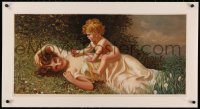 3j0139 ALLEGREZZO INFANTILE linen 15x31 Italian special poster 1900s wonderful art of mother & child!