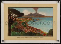 3j0154 BELLEZZE NATURALI D'ITALIA linen 15x22 Italian special poster 1950s art of Vesuvius in Napoli