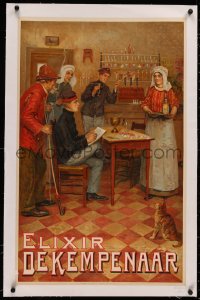 3j0129 ELIXIR DE KEMPENAAR linen 20x31 Belgian advertising poster 1910s Ernest Godfrinon liquor art!