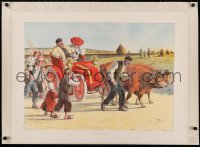 3j0093 GEORGES REDON linen 22x29 French art print 1930s image from is 1904 painting Une Remorque!