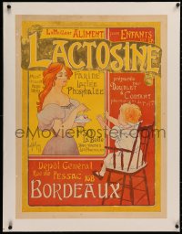 3j0133 LACTOSINE linen 23x31 French advertising poster 1899 Malzac art, kids' phosphated milk flour!