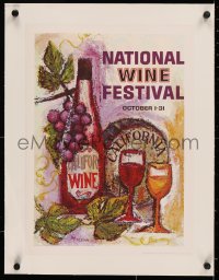 3j0142 NATIONAL WINE FESTIVAL linen 14x19 special poster 1966 BT Glenn art of California wine!