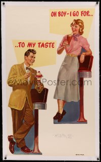 3j0144 OH BOY I GO FOR linen printer test 24x40 special poster 1950 milkshake & ice cream, Gripper art!