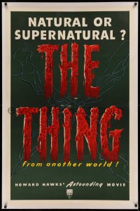 3j0457 THING linen 1sh 1951 Howard Hawks classic horror, natural or supernatural, from another world!
